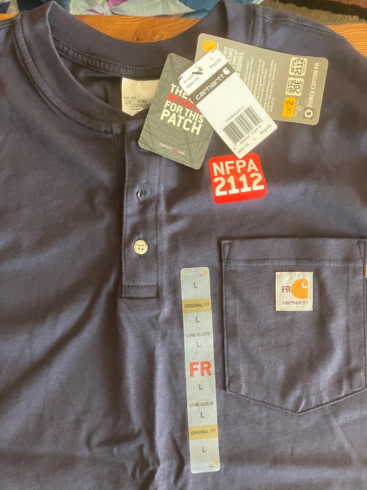 Carhartt Men’s Flame Resistant Force Cotton Long Sleeve Large, Dark Navy
