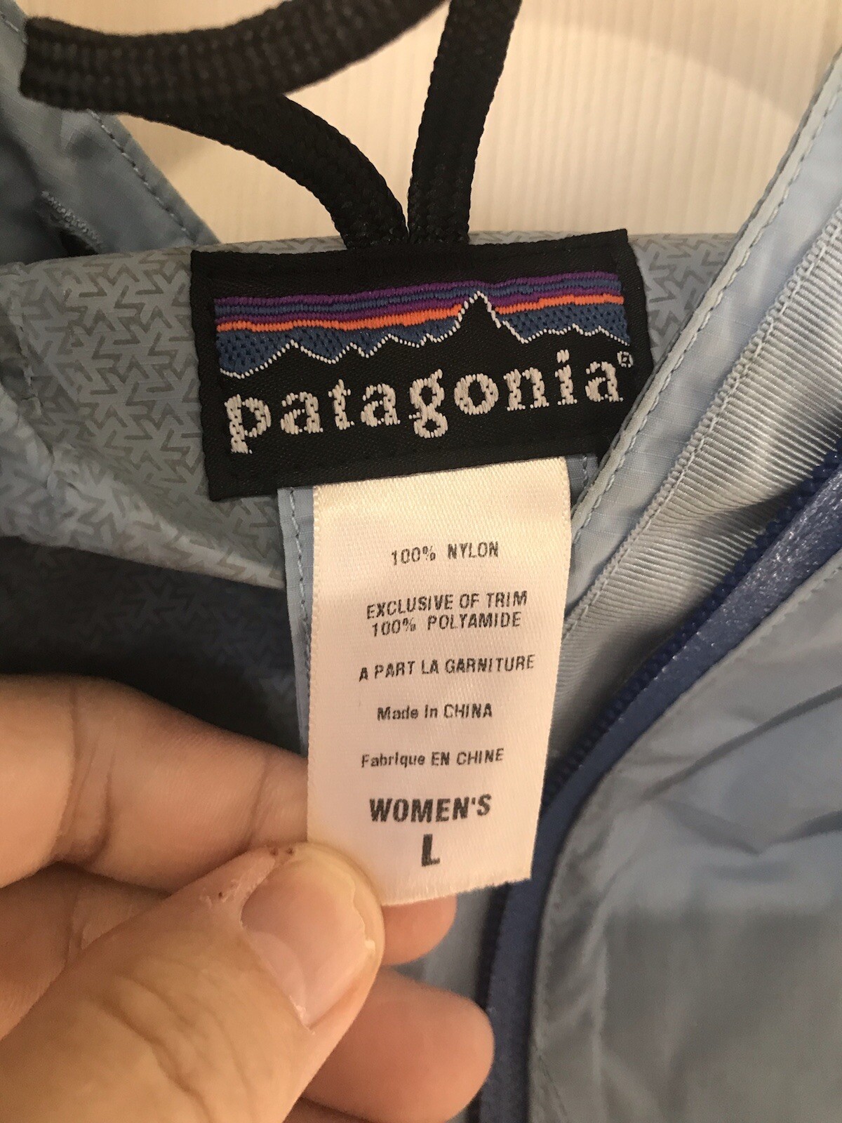 Patagonia Stretch Microburst Jacket Women’s L Two Tone Blue Hooded Sealed Seams