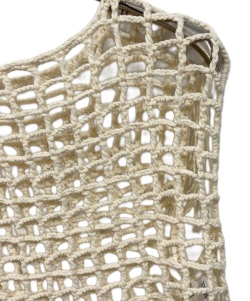 YENN Ivory Melange Mesh Tank Top Ladies Free Size Cropped Sleeveless Casual
