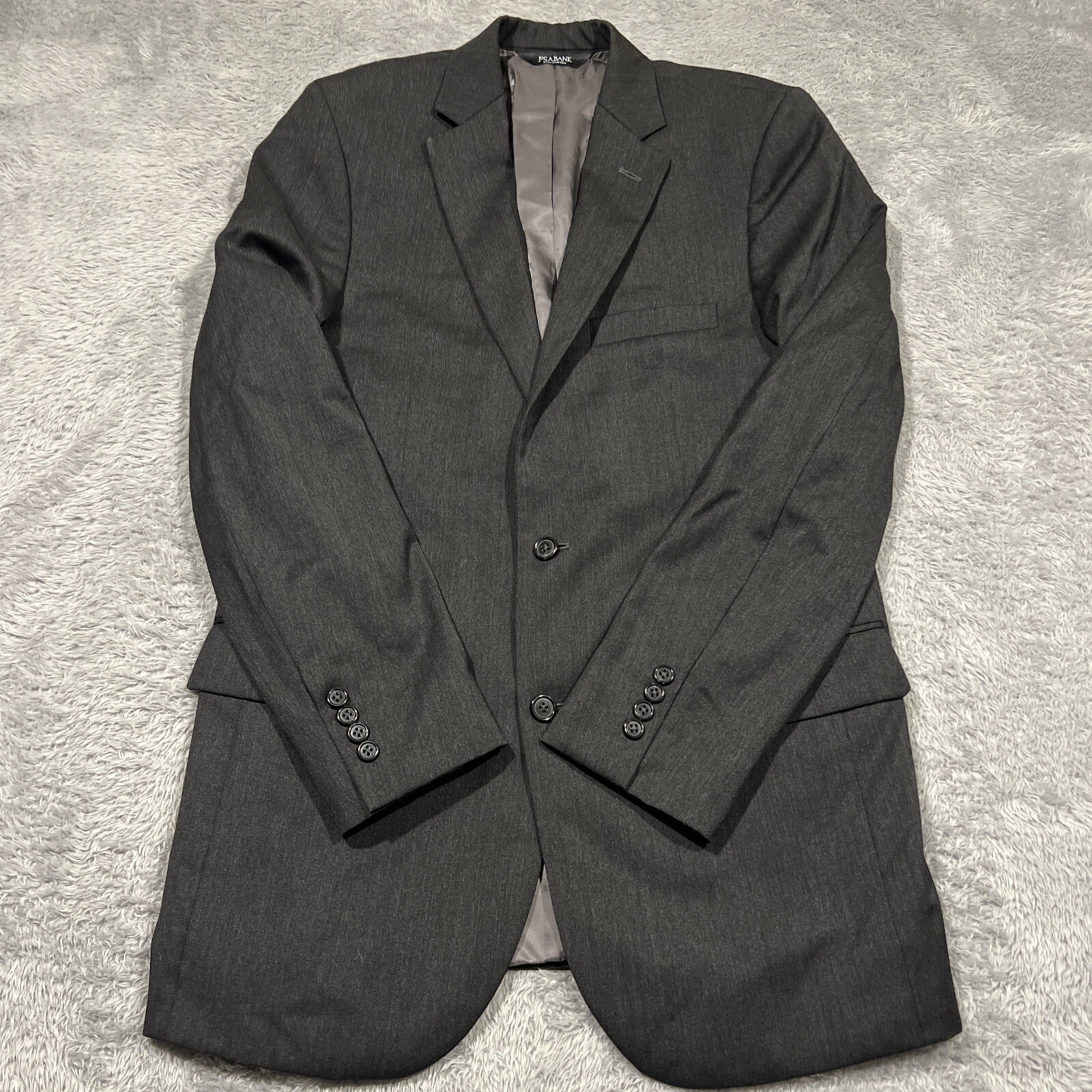 Jos A Bank Signature Blazer Charcoal Gray 100% Wool Jacket Men’s 38R (Tag 40R)