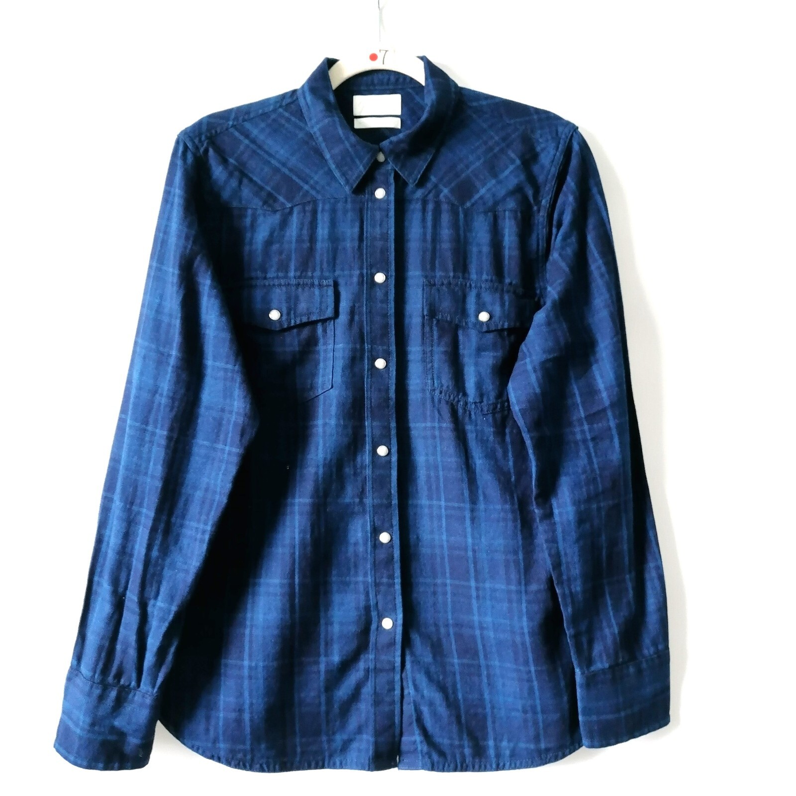J.Crew Womens Blue Collared Flap Pocket Plaid Slim Button Up Shirt Size 2