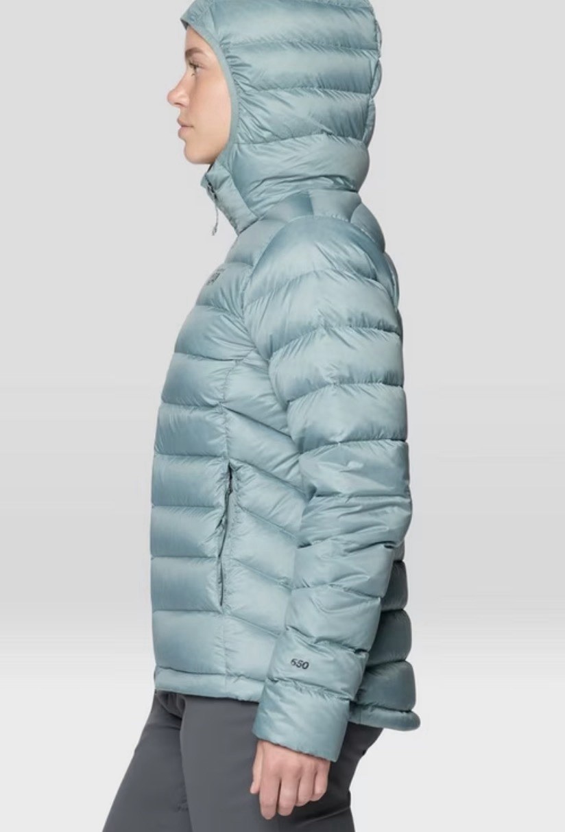 NEW; MOUNTAIN HARDWARE Women’s Tiberondack Down Hoody Jacket: LARGE; Sage Blue