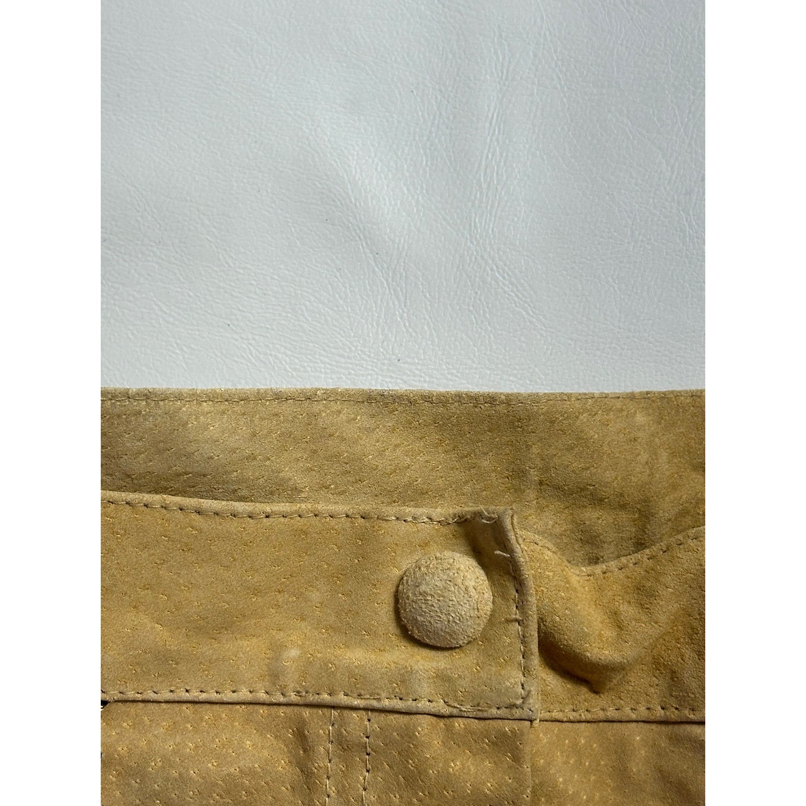 SMH Vintage Y2K Sz 14 30″ Waist Suede Patchwork Western Leather Pants Boho Flare