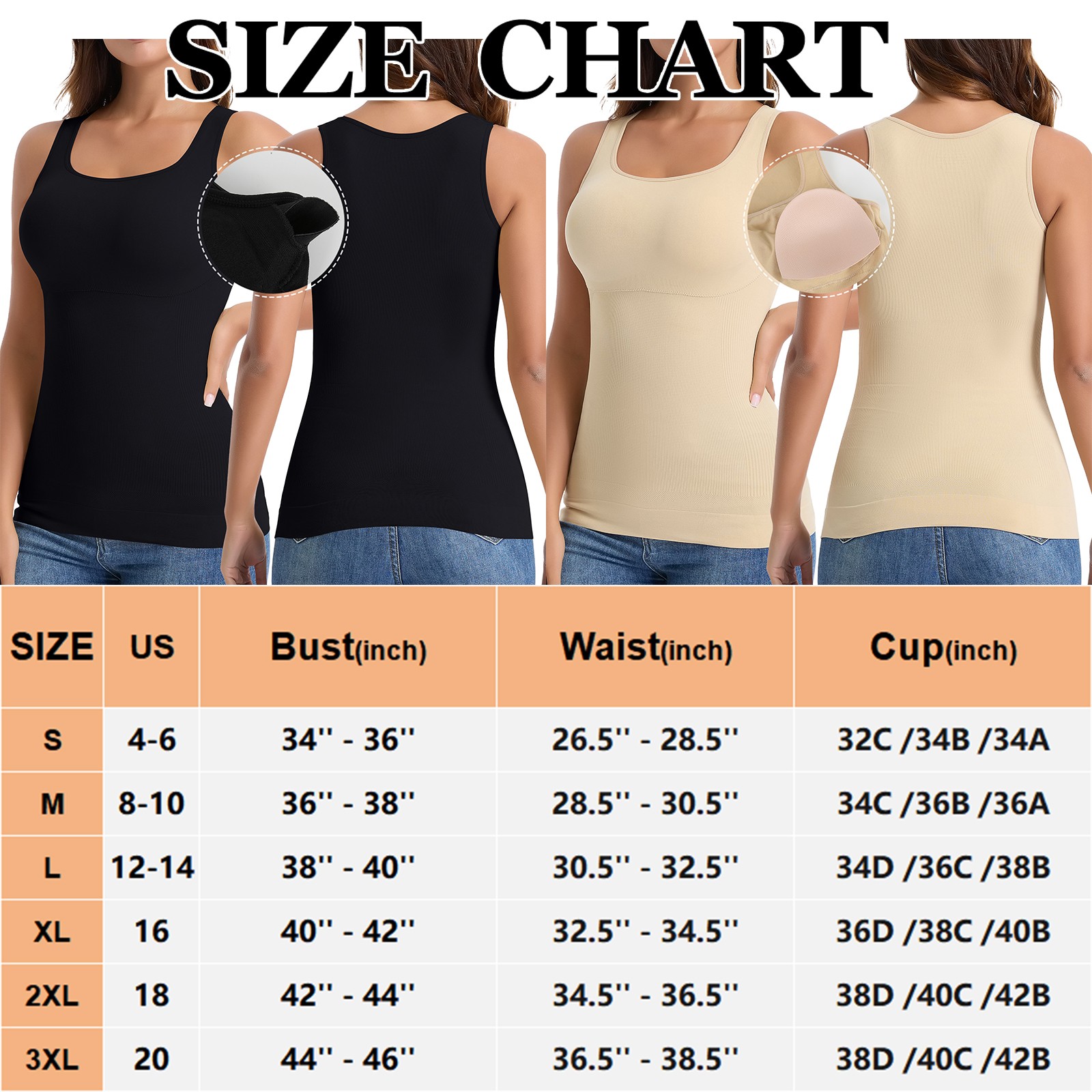 Women Slimming Body Shaper Belly Compression Vest Girdle Built-in Bra Tank Top