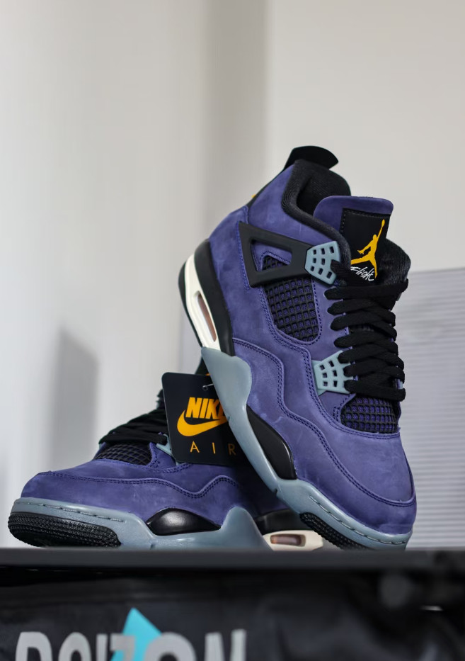 Jordan 4 “Lakers” Retro Men’s Black Basketball Shoes Mid-Top