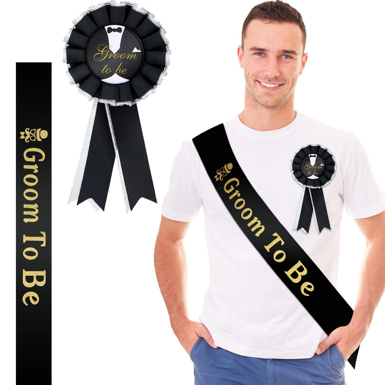 Sash: 82 Cm X 9.5 Cm, Badge: 15.5 X 8 Gold, satin (for sash), and as shown…