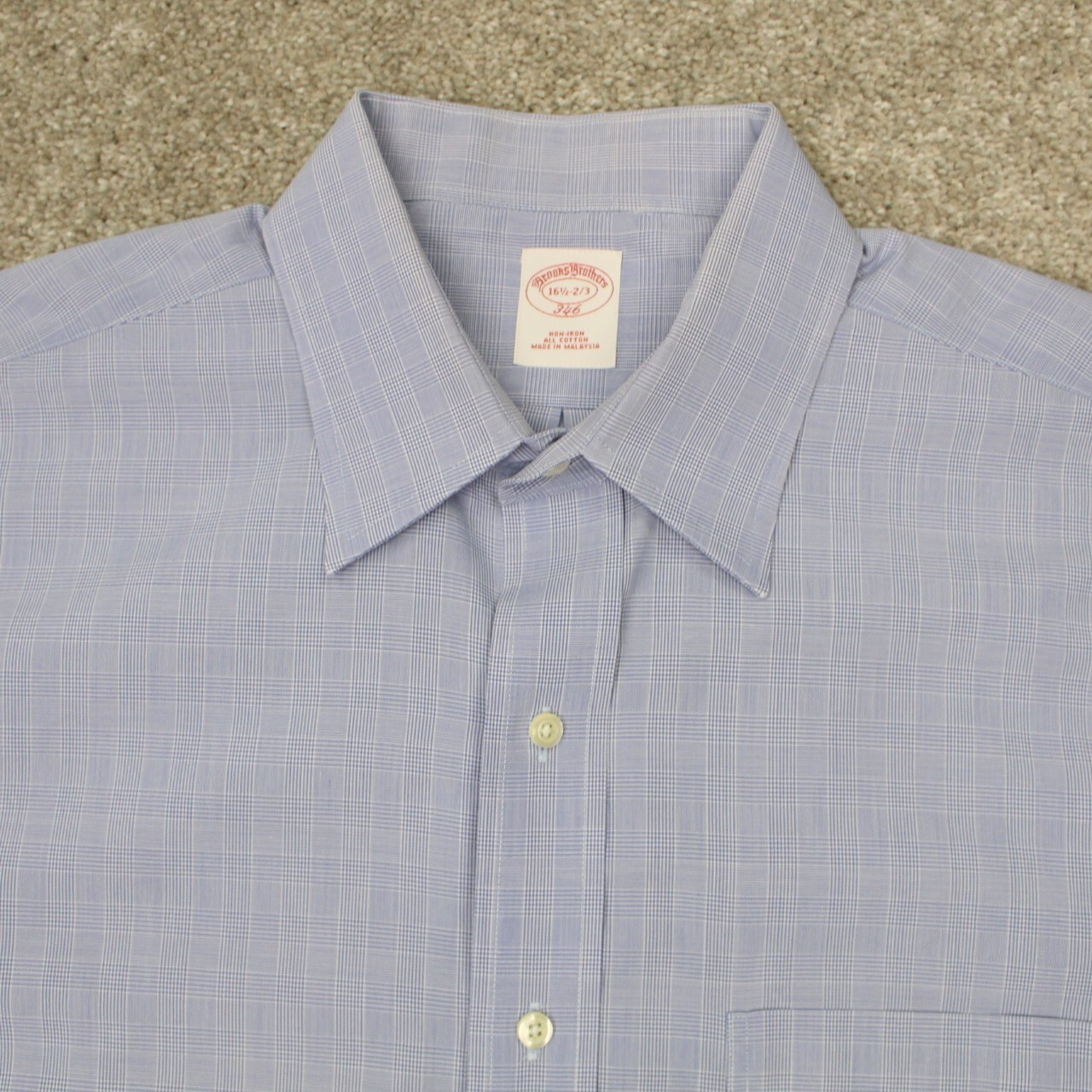 Brooks Brothers 346 Shirt Mens 16 1/2, 2/3 Blue Non-Iron Cotton Long Sleeve