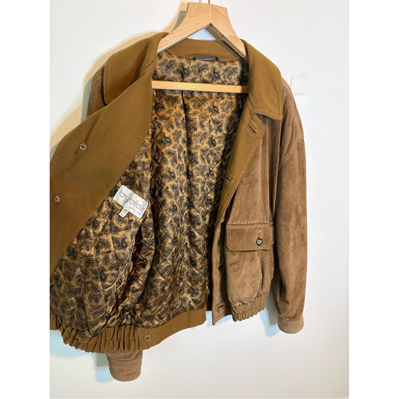 Vintage Byblos Luxury Western Italian Suede Satin Lined Bomber