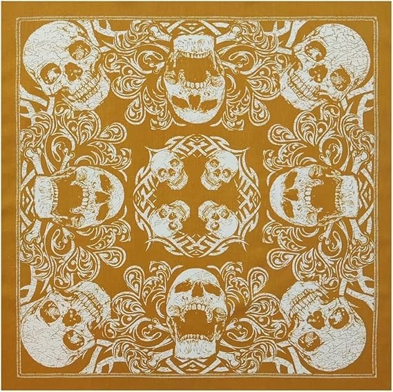 Bycc Bynn 4-Pack 100% Cotton Bandana Set, Vintage Graphic Print, 22×22 inches