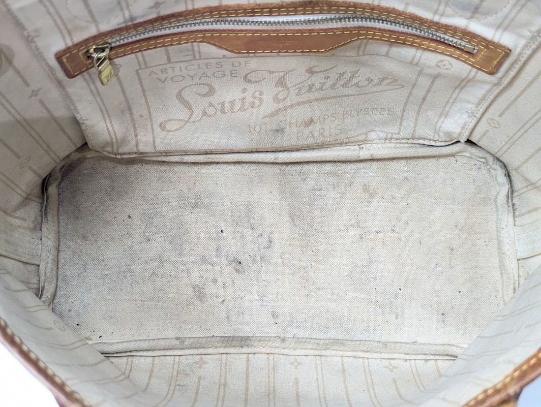 LOUIS VUITTON Damier Azur Neverfull PM Tote Bag White N51110 VI3160 Authentic LV