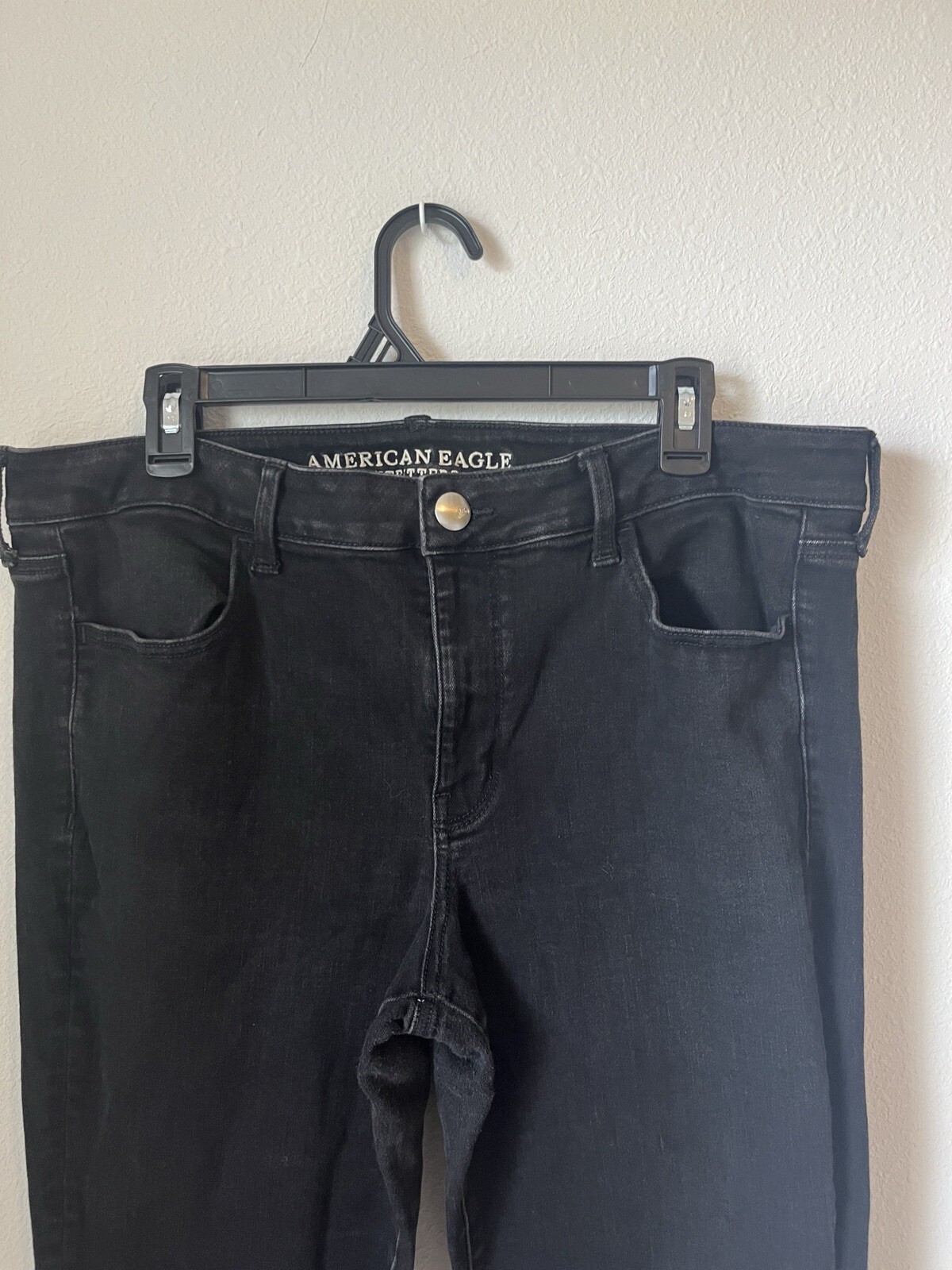 American Eagle 18 Long Jegging Crop Black Stretch Denim Womens Jeans