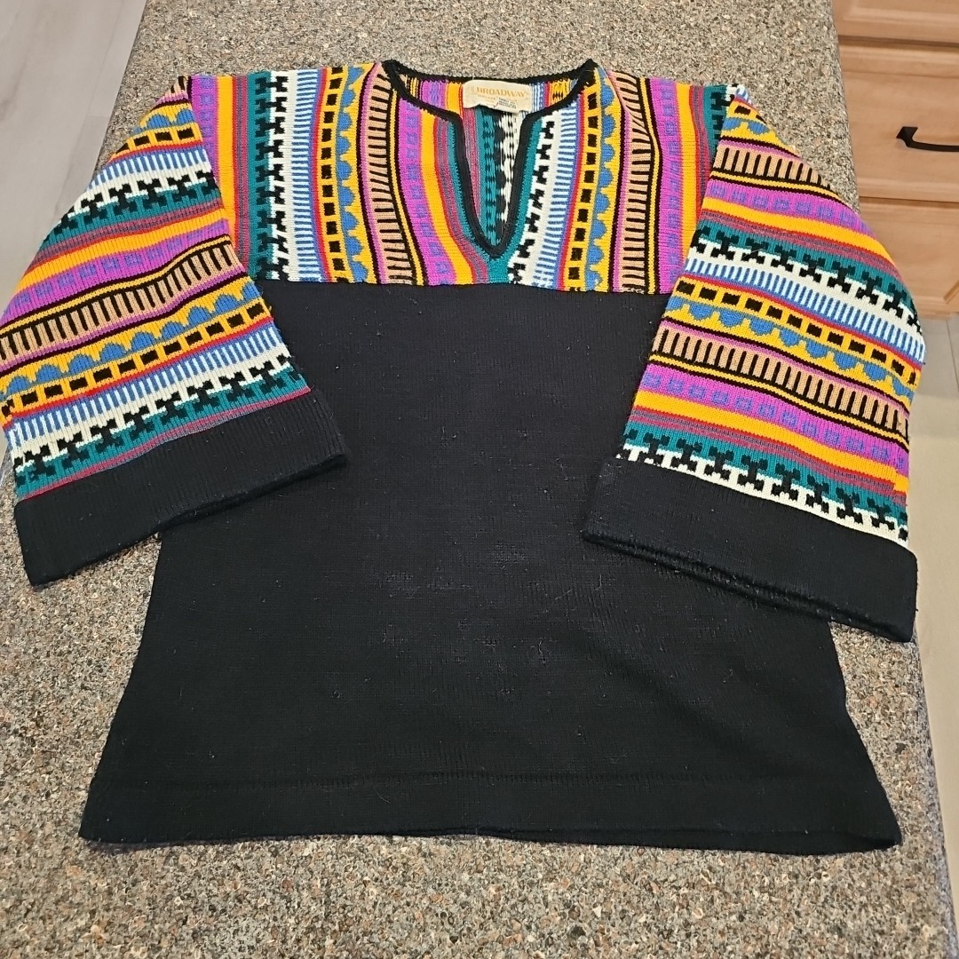 Vintage Broadway Sweater Wmns Sz L 60s 70s Pullover Wide Cuffed Arms Acrylic EUC