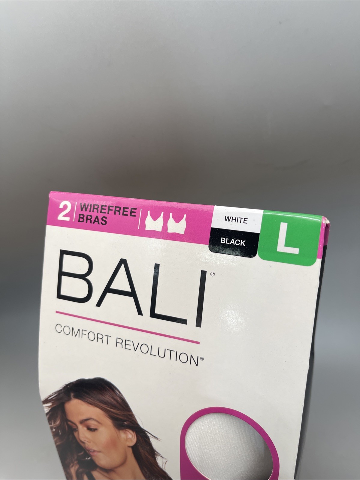 2 Bali Comfort Revolution Wire Free Shaping Bra White/Black Large New