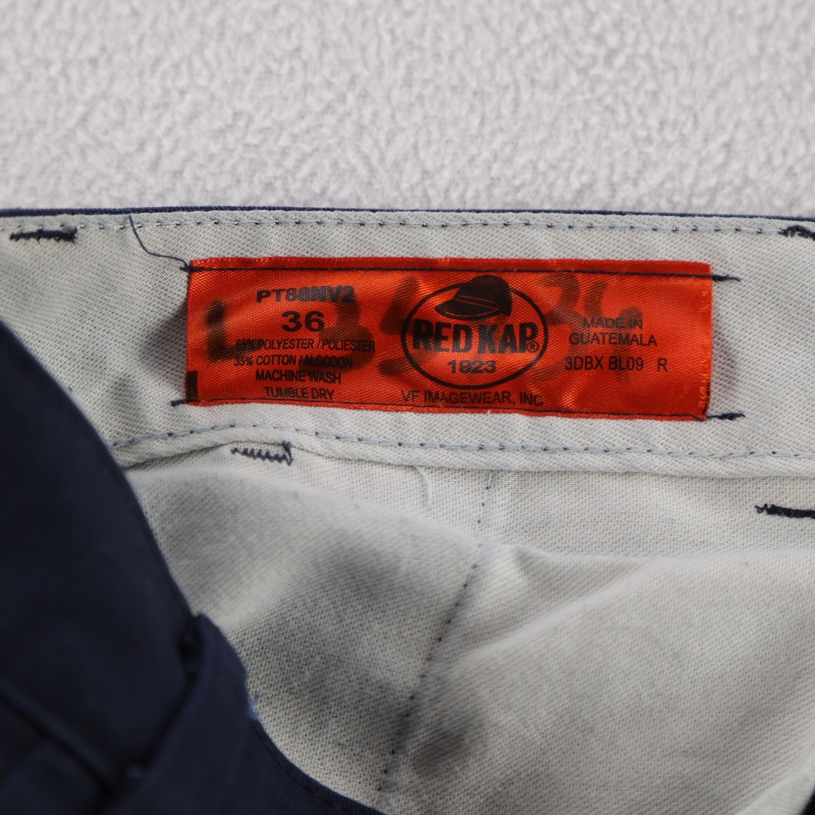 Red Kap Mens Navy Blue Cargo Work Pants PT88NV2 Straight Leg Size 36×32