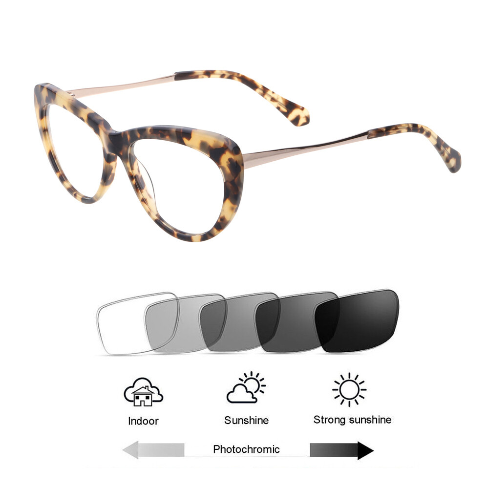 Vintage Women Acetate Photochromic Reading Glasses Single Vision Sunglass Reader