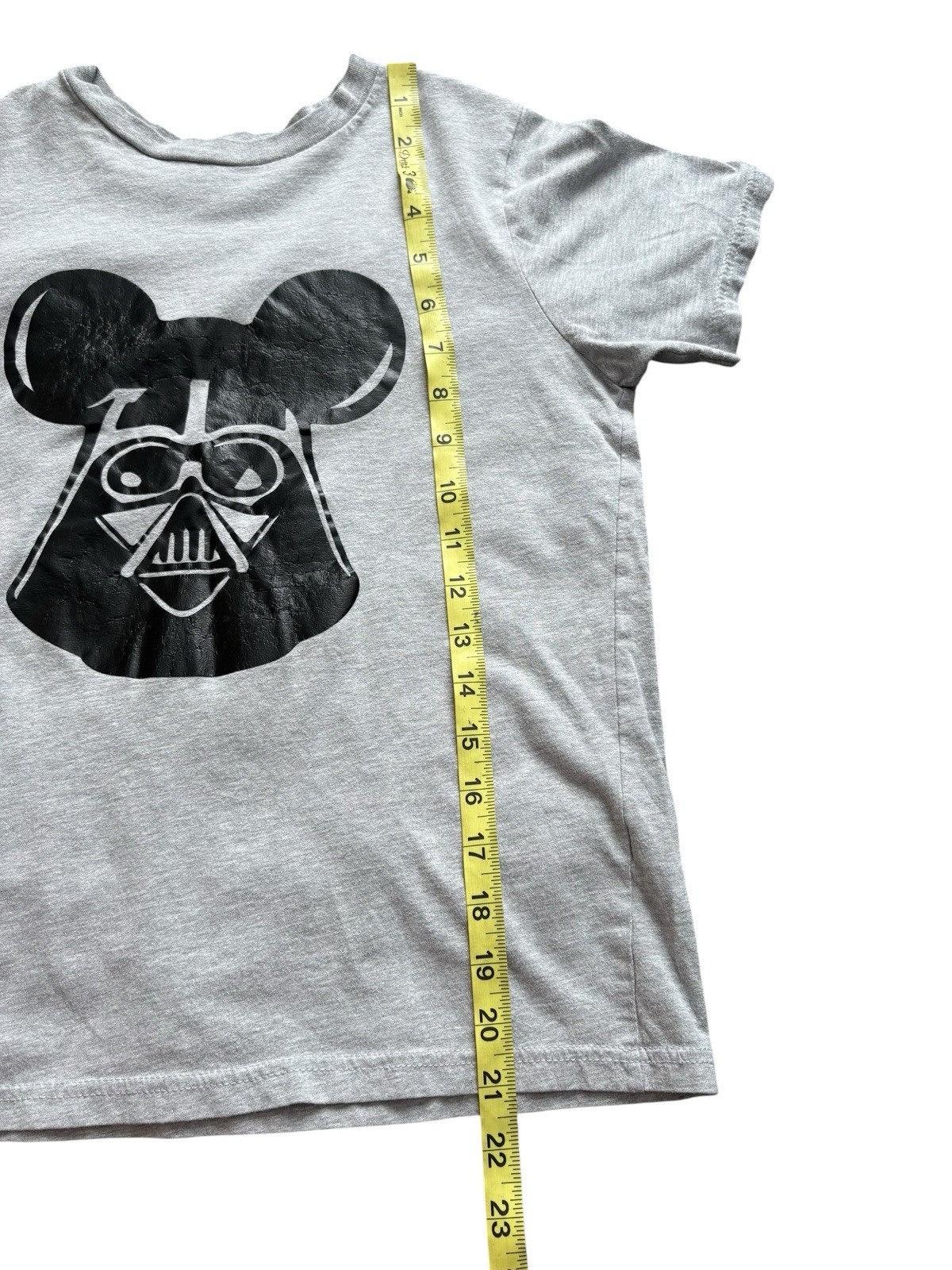 Gray Youth T-Shirt Darth Vader Mickey Ears Star Wars Disney Mashup Unisex 16″