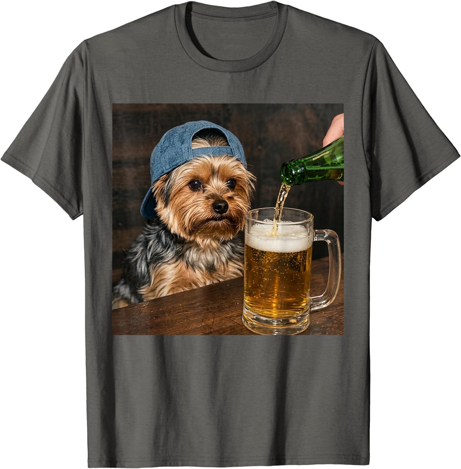 Yorkie Drinking Beer Funny Dog Meme T-Shirt
