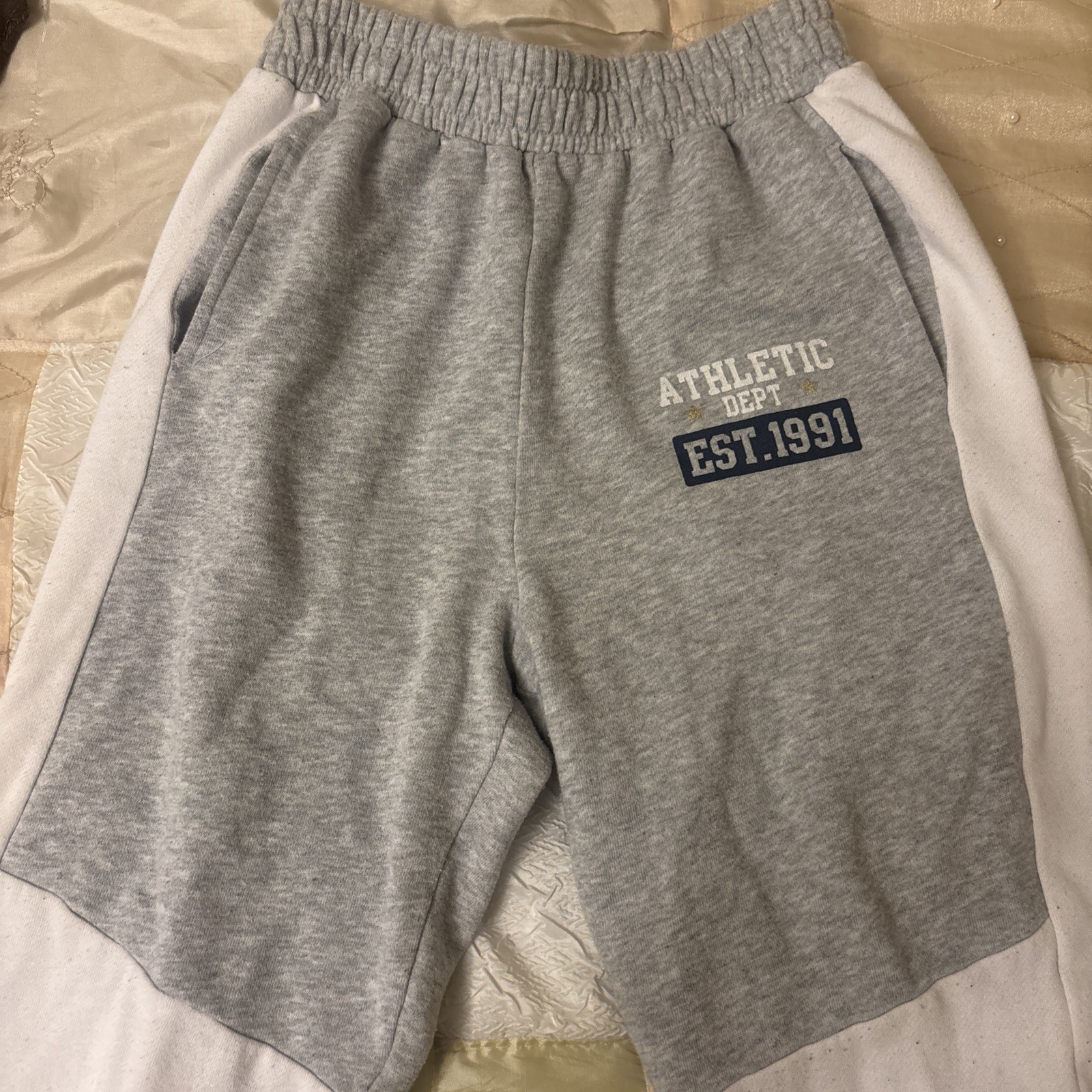 No Boundaries Grey Colorblock Two-Tone Elastic Waist Jogger Sweatpants Sz S 3/5