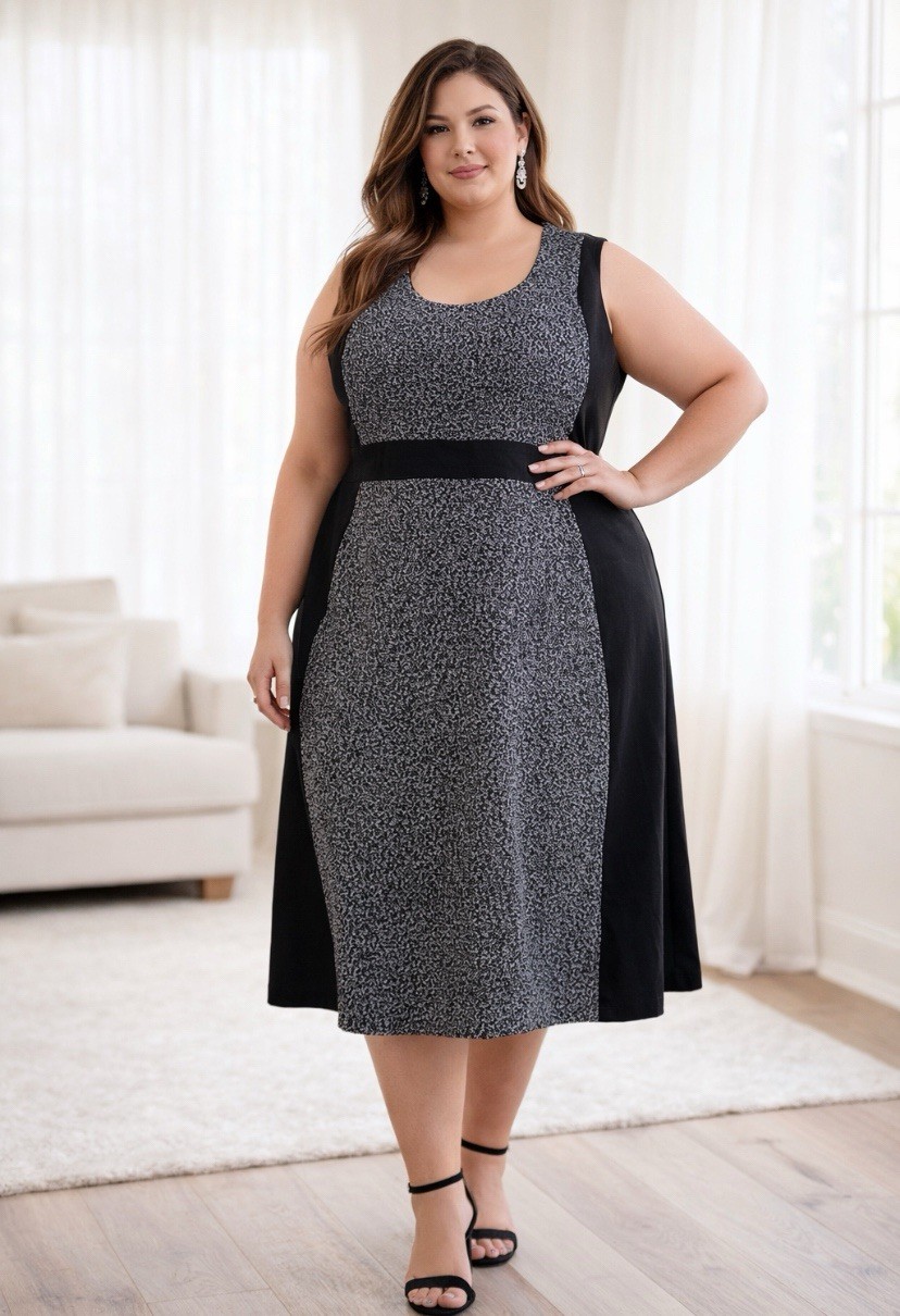 Torrid AT THE KNEE BOUCLE CONTOURED PANEL DRESS Womens Size 30 Black White