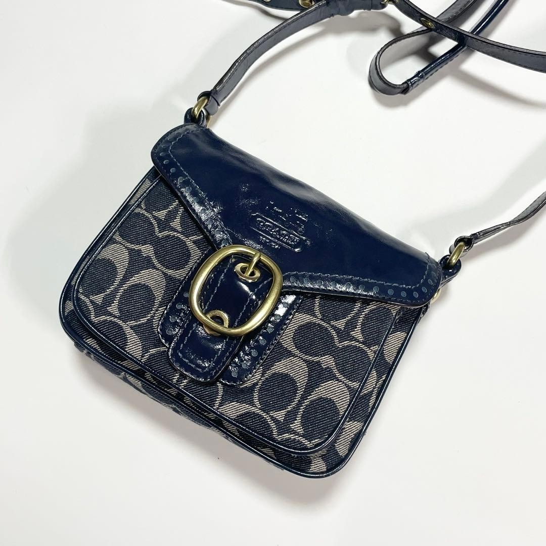 COACH Bleeker Legacy Flapbag Soho Signature Shoulder Bag Navy Denim
