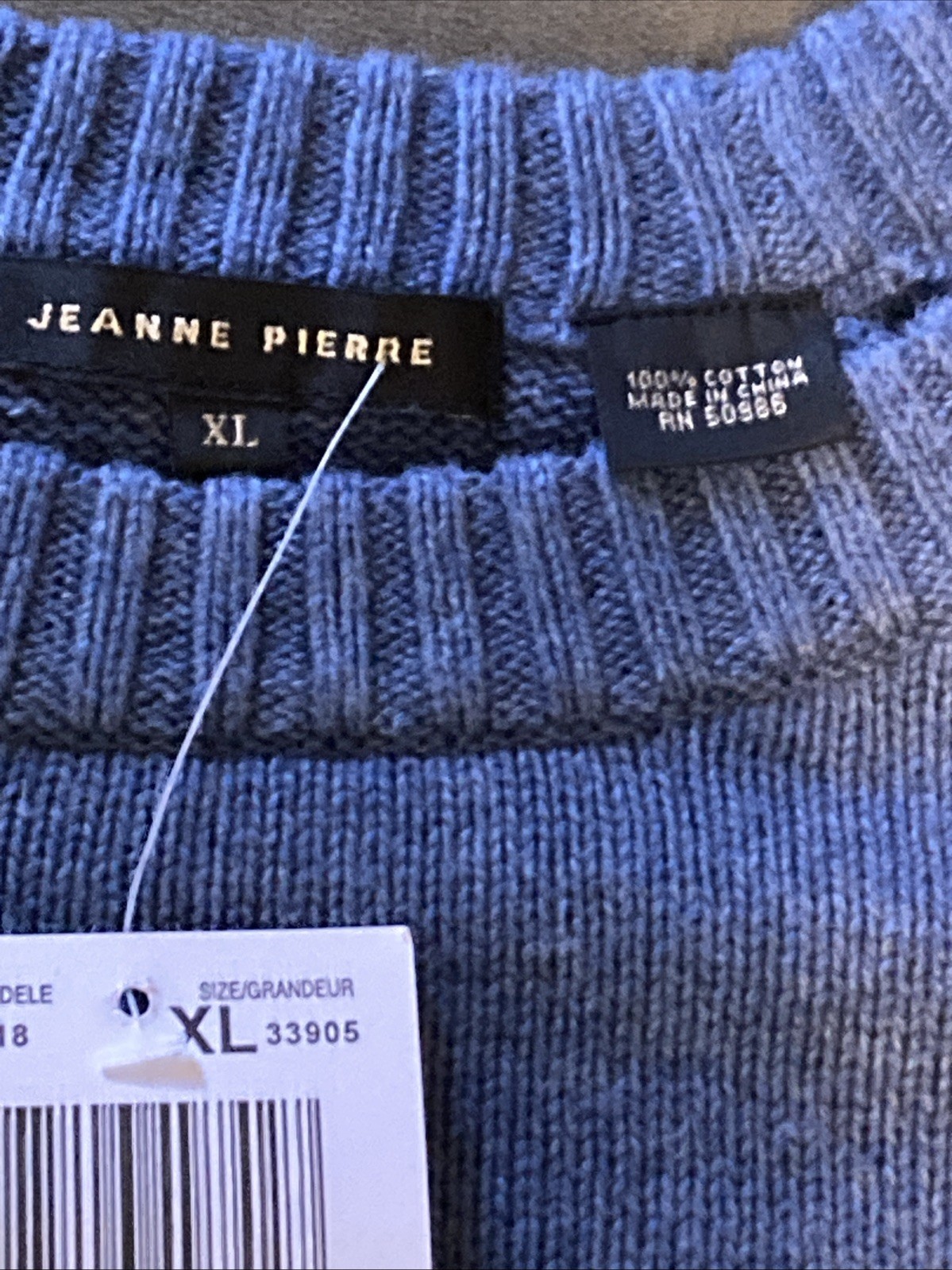 Jeanne Pierre Womens XL Knit Sweater Classic Gorpcore Denim Heather Blue Cotton