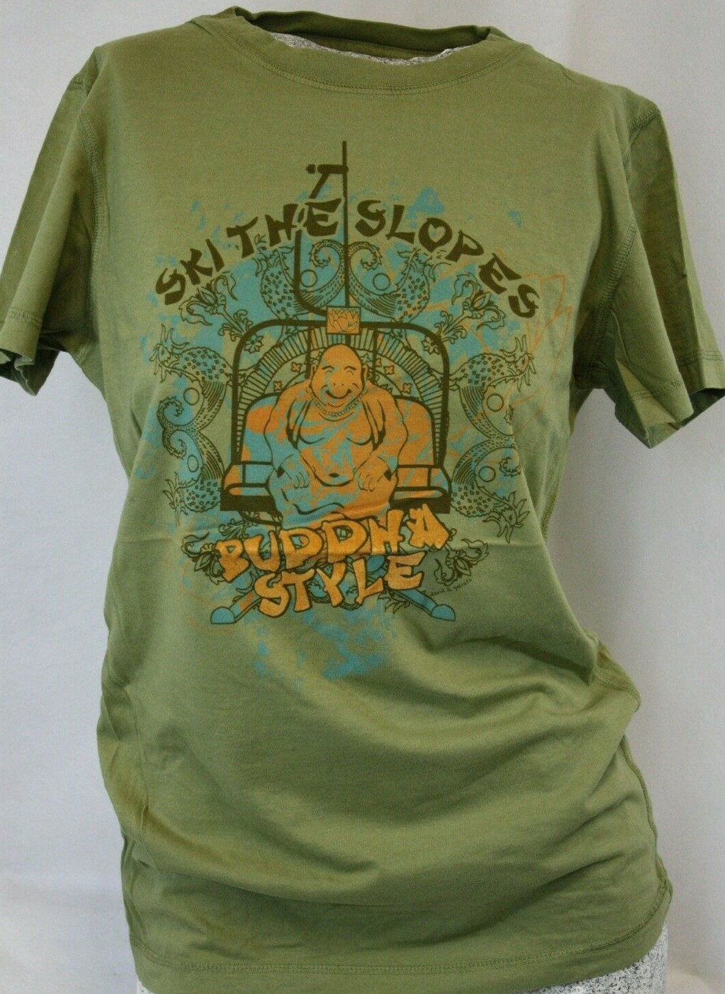 Womens Juniors David & Goliath Ski The Slopes Buddah Style Novelty Tee T-Shirt