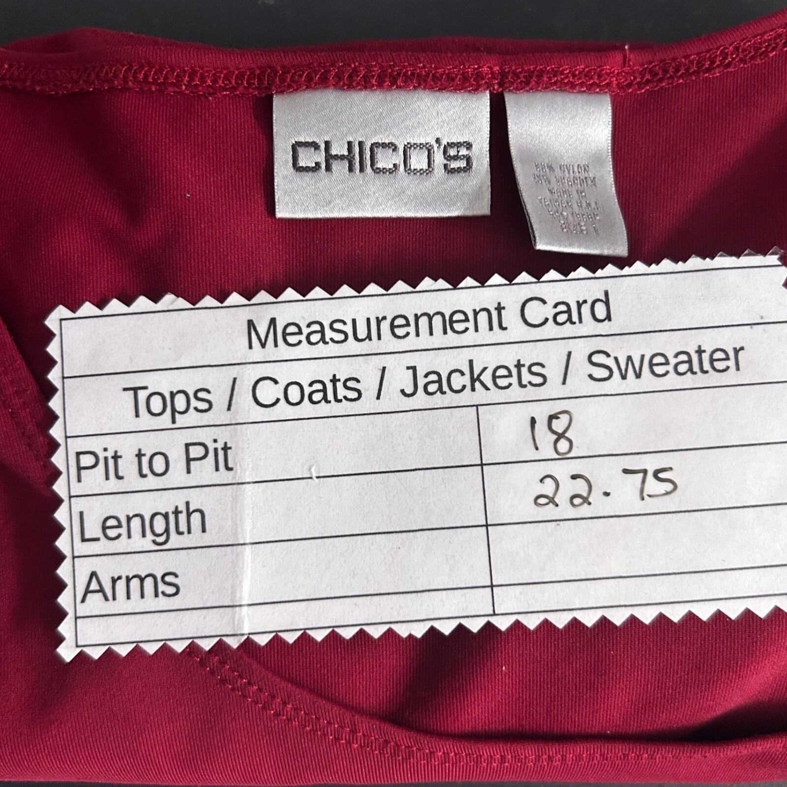 Vintage Chicos Womens Blouse Medium or 1 Maroon Slinky Knit Career Work Office