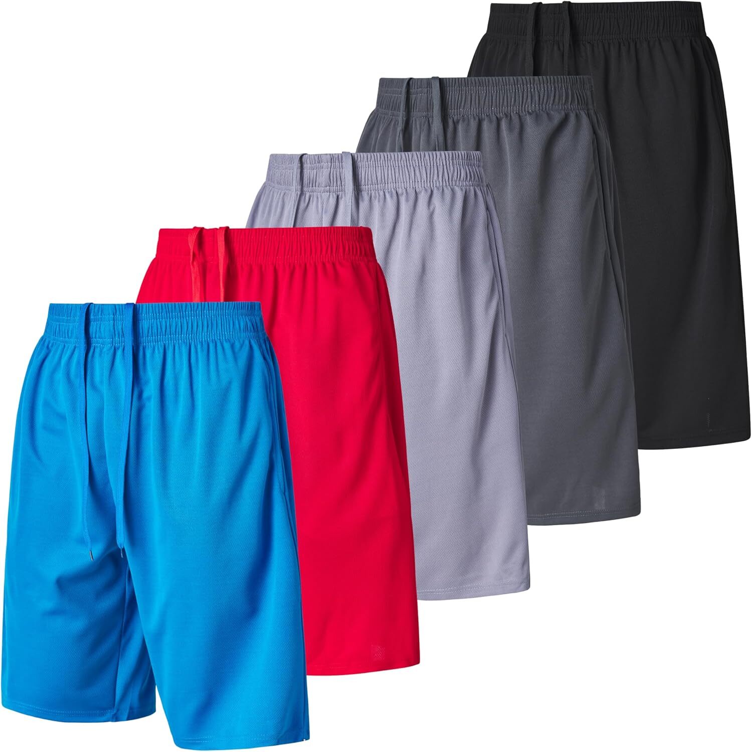5Pack Mens Athletic Gym Shorts Quick Dry Workout Basketball Running Shorts SM-5X