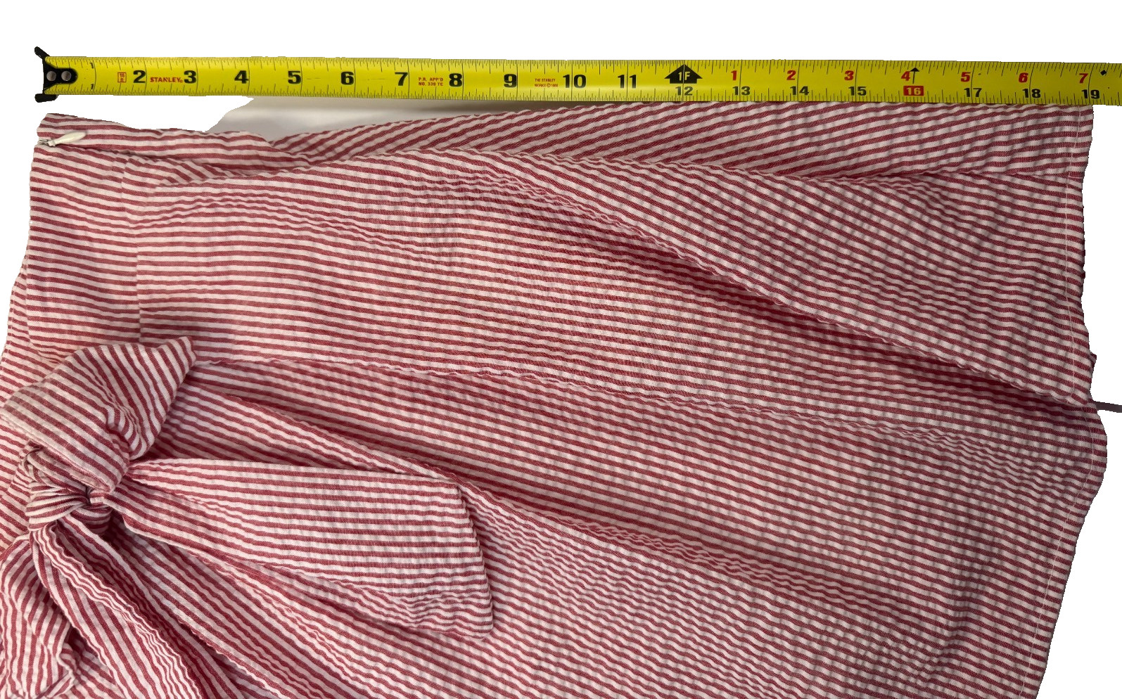 Ty Alexander’s Red White Seersucker Pinstripe Bow Mini Skirt Women’s Made In USA