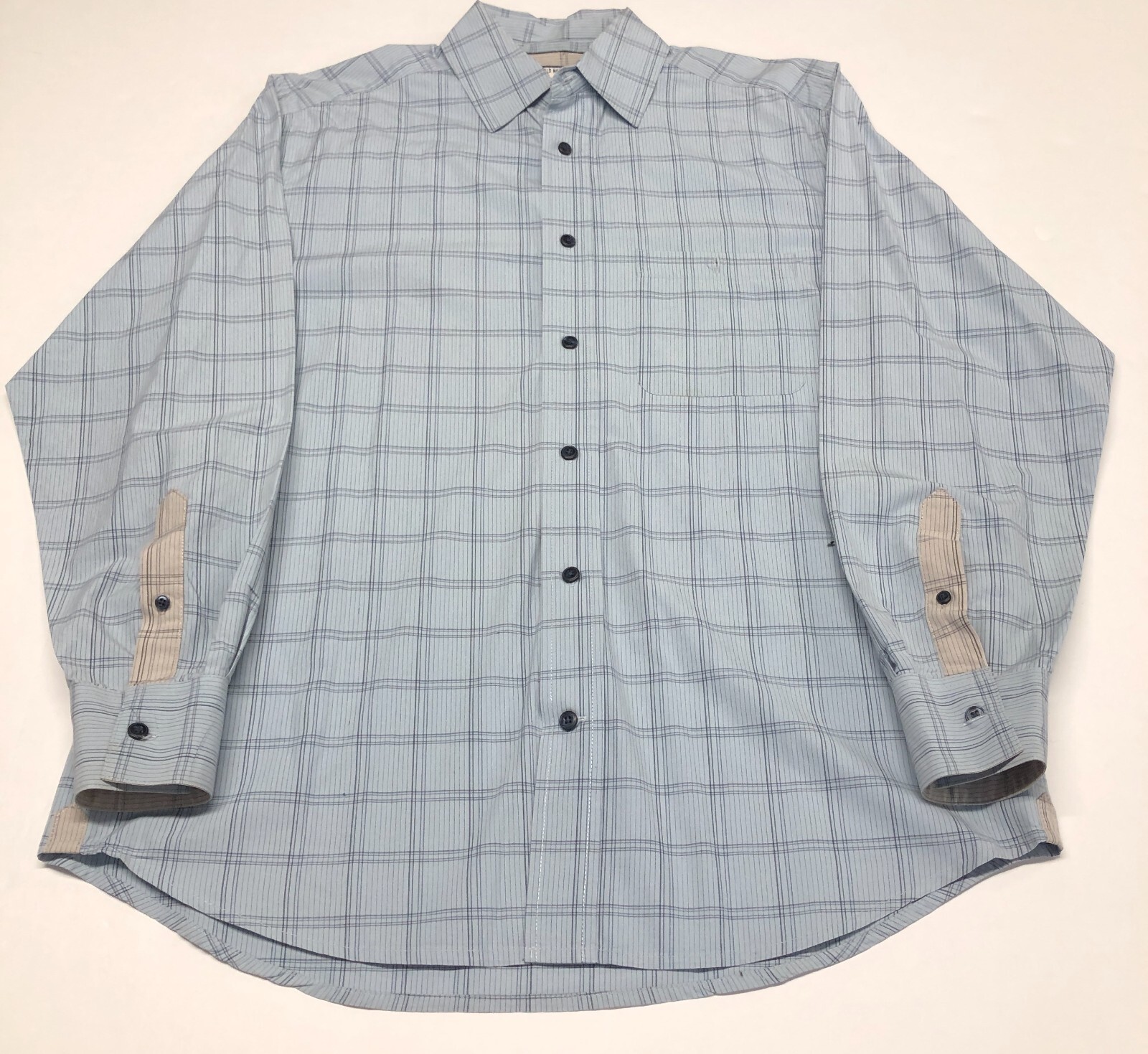 VTG OLD NAVY Gray Black Plaid Dress Shirt Medium long sleeve Button Up Collared