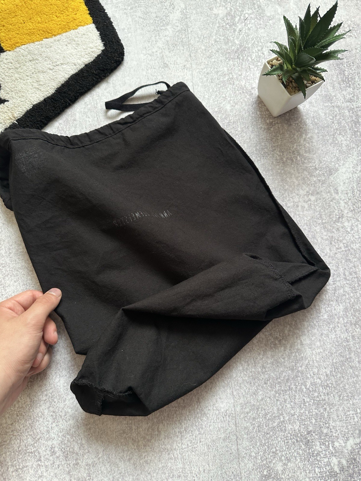 Ann Demeulemeester Black Drawstring Dustbag Shoe Bag Cotton Authentic Logo