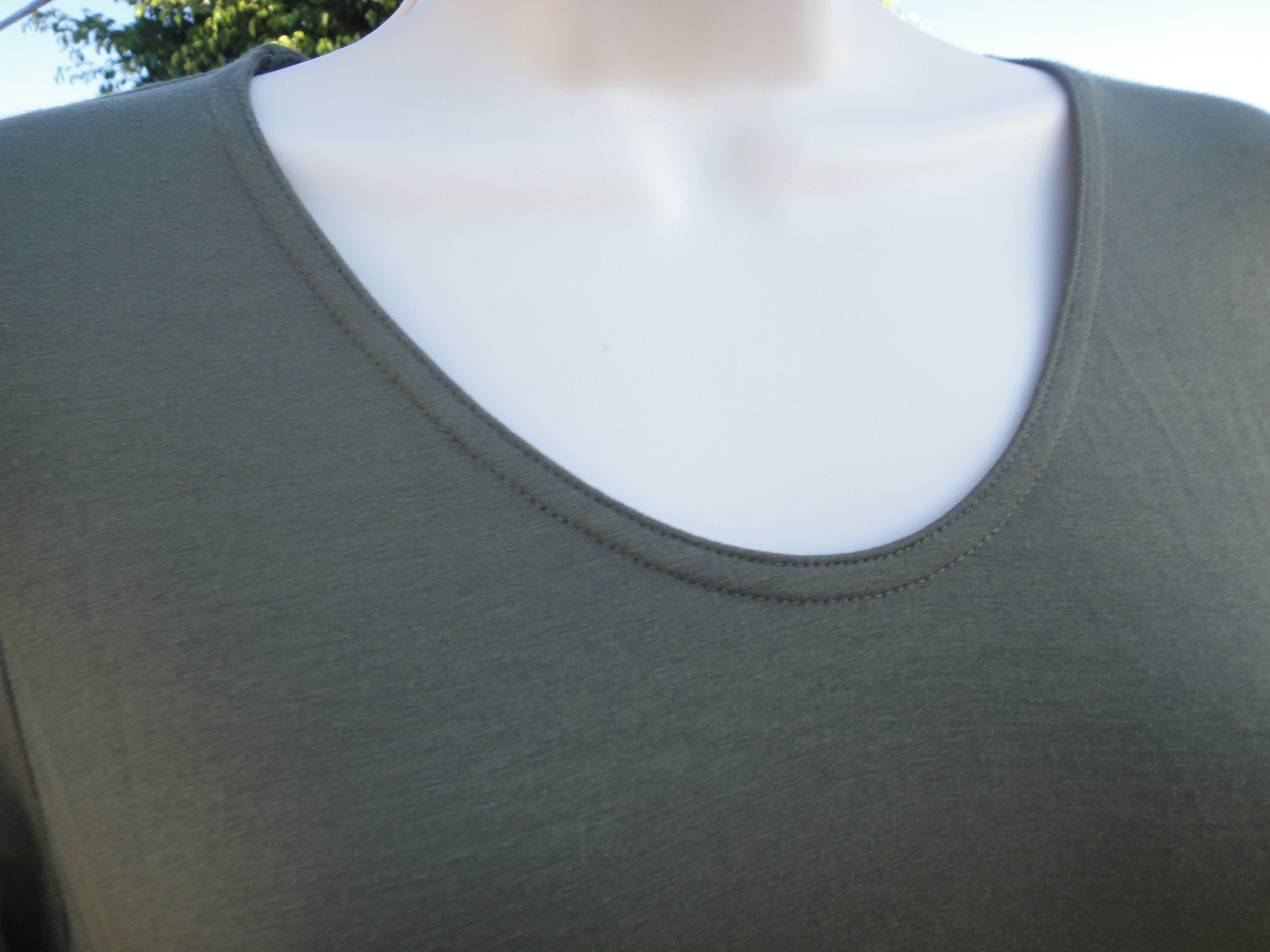 Eileen Fisher Scoop Neck Oregano Green Soft Dress, 95%Viscose 5%Spandex, X Small