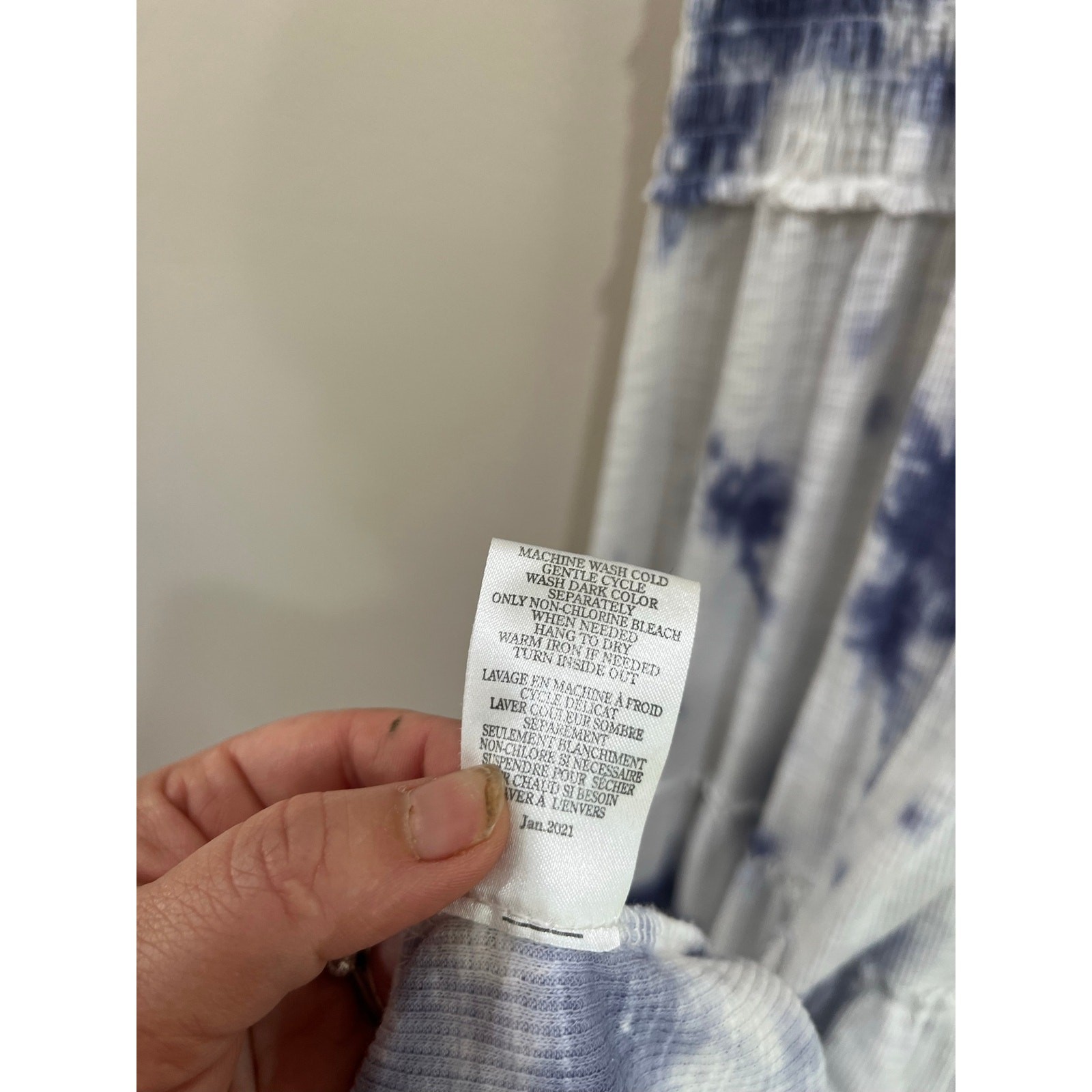 Z Supply Beverly Tie Dye Maxi Dress Blue White Resort Vacation Boho Small