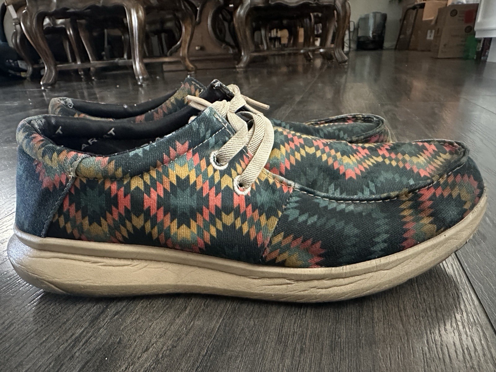 Size 12D Ariat Men’s Hilo Stretch Blue Aztec Pattern