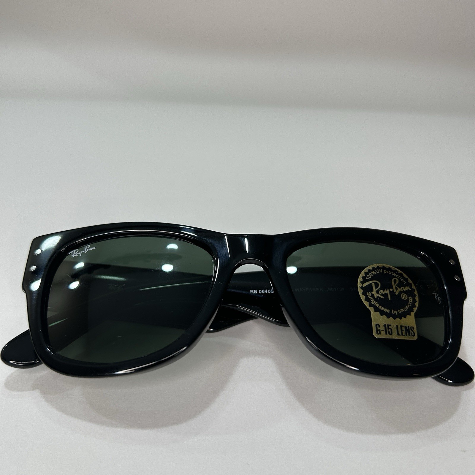 NEW Mega Wayfarer Ray-Ban RB0840S 901/31 51-21 Unisex Sunglasses – Black/Green