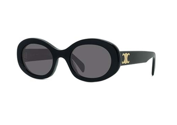 Celine Triomphe CL40194U 01A Shiny Black/Smoke Oval Women’s Sunglasses