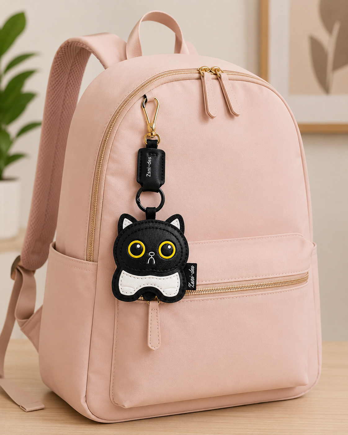 Black Cat Backpack Charm – Cute Kawaii Keychain for Backpacks, Purses & Bags