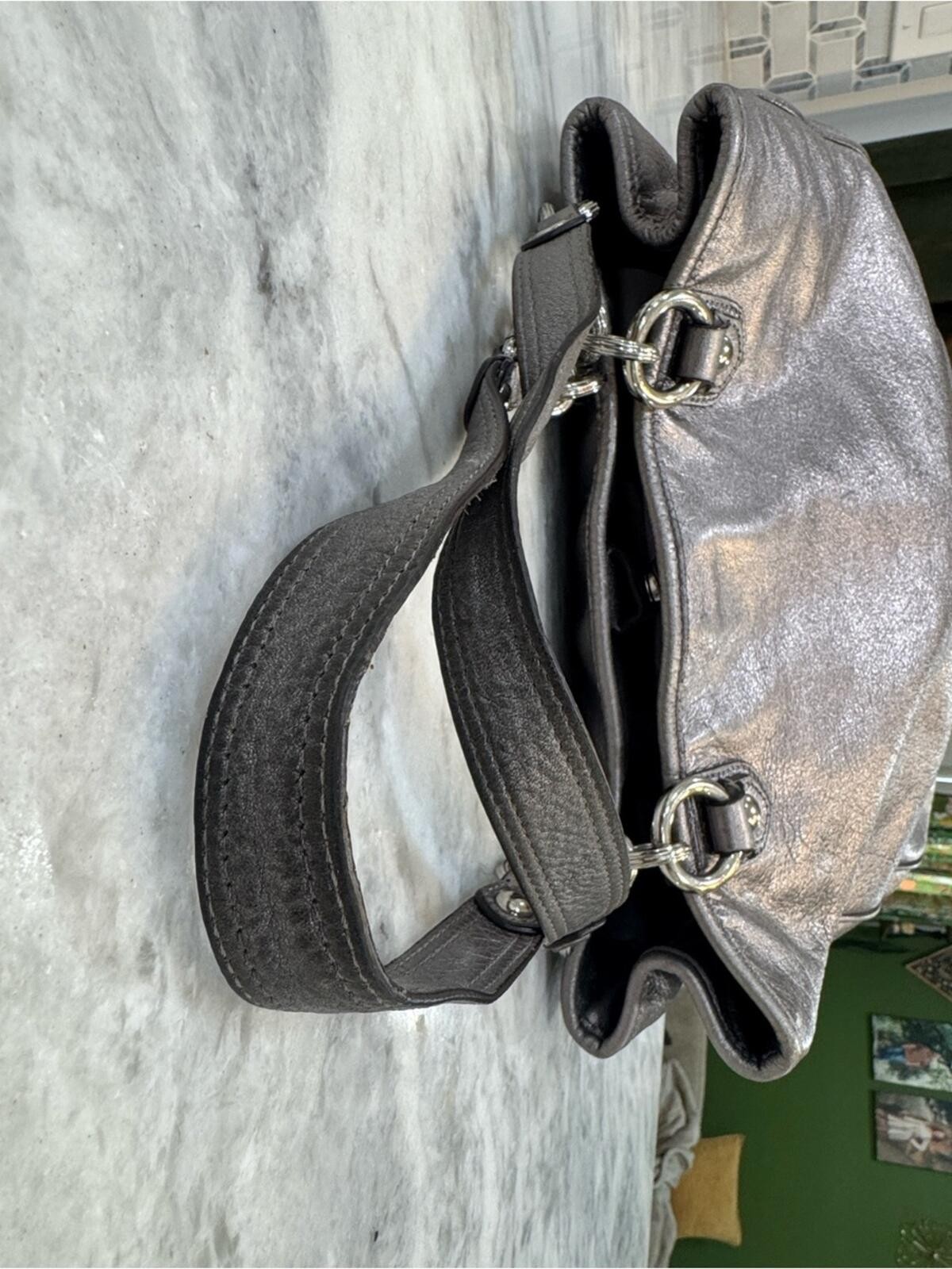 Coach Poppy Leather Pushlock North South Tote
