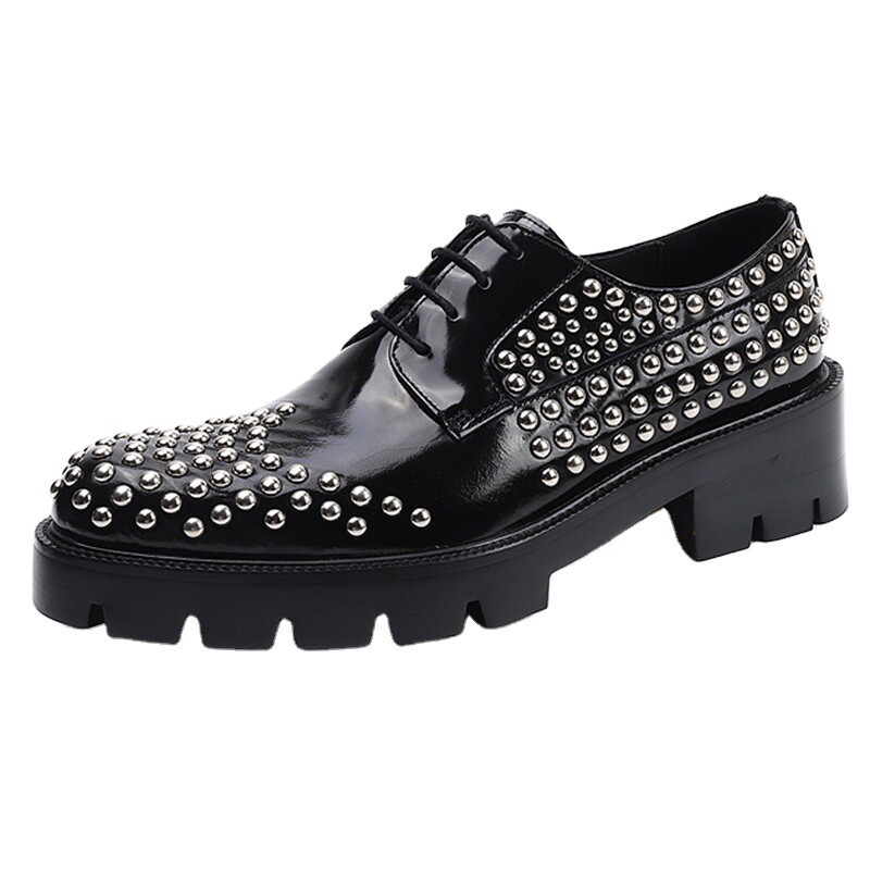 Mens Real Leather Dress Formal Shoes Rivets Platform Studded Banquet Fashion