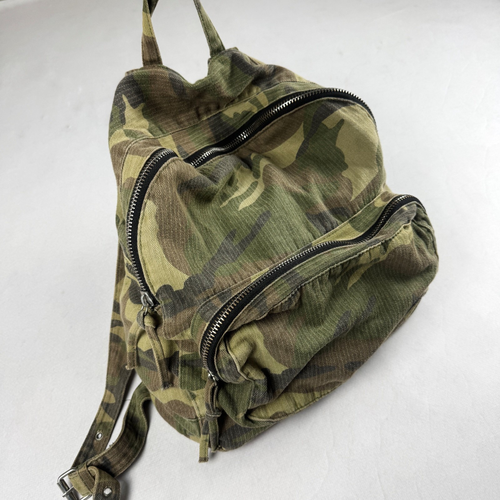 Vintage Seven Stars Camo Backpack Military Army Canvas Rucksack Y2K Streetwear