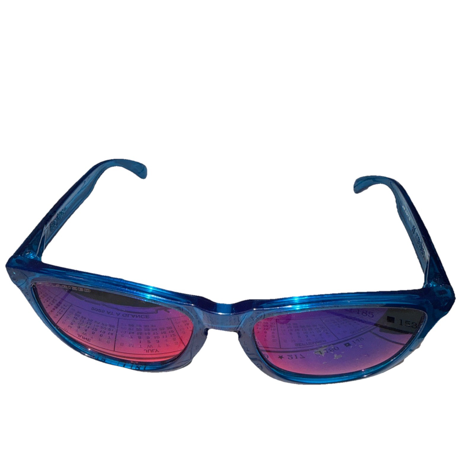 Used Oakley Frogskins BLUE FRAME Sunglasses model 24-356 lens have scratches.