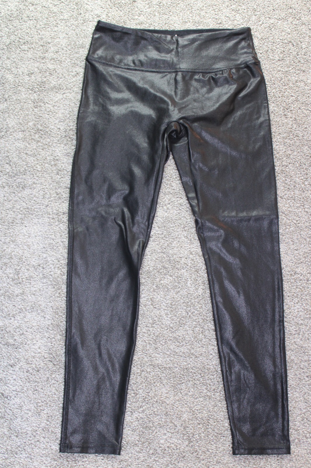 Santiny Pants Womens Medium Black Faux Leather Stretch Pull On