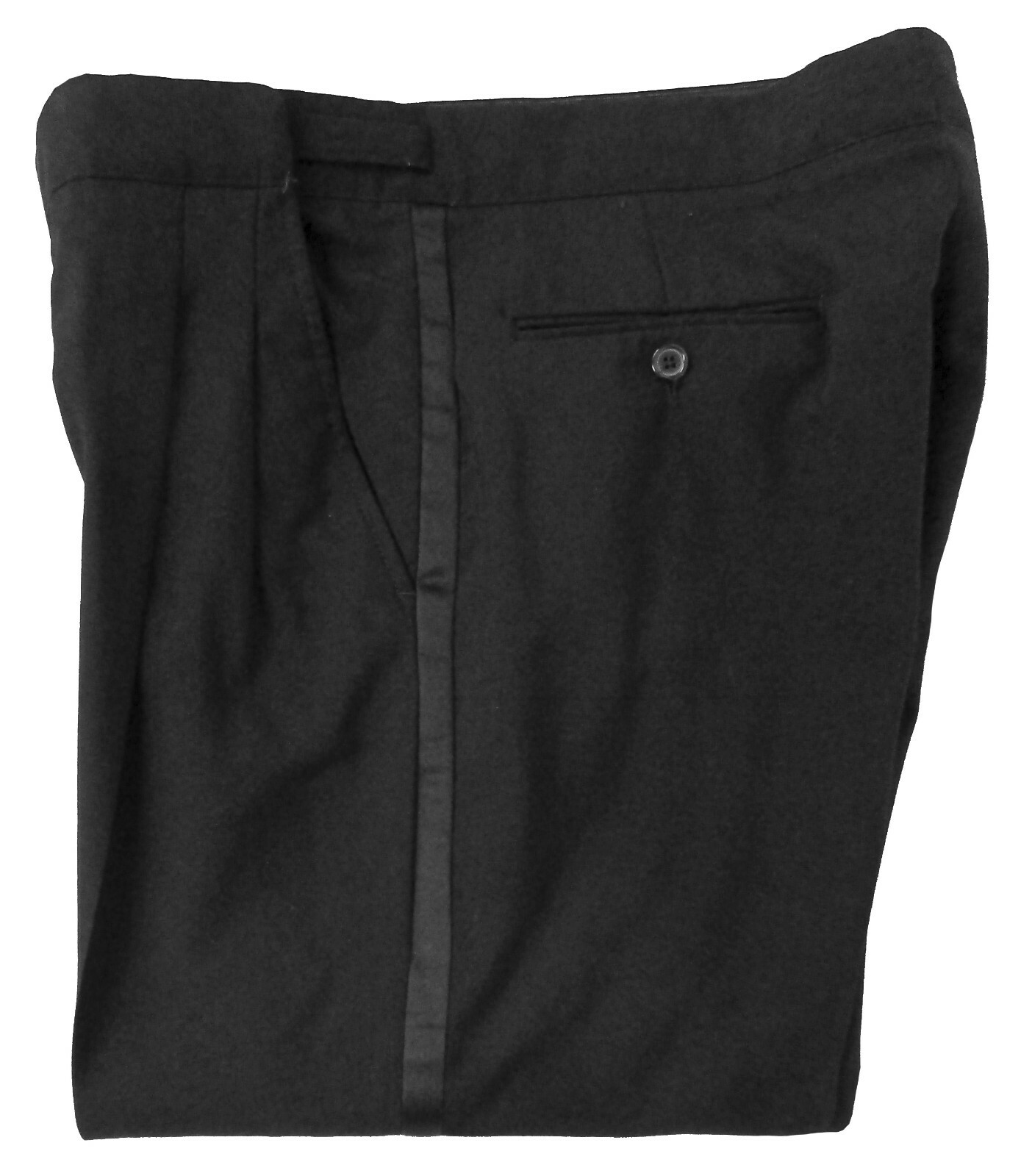 Black 100% Wool Tuxedo Pants with Satin Stripe Wedding Prom Resell 27-29″ Waist