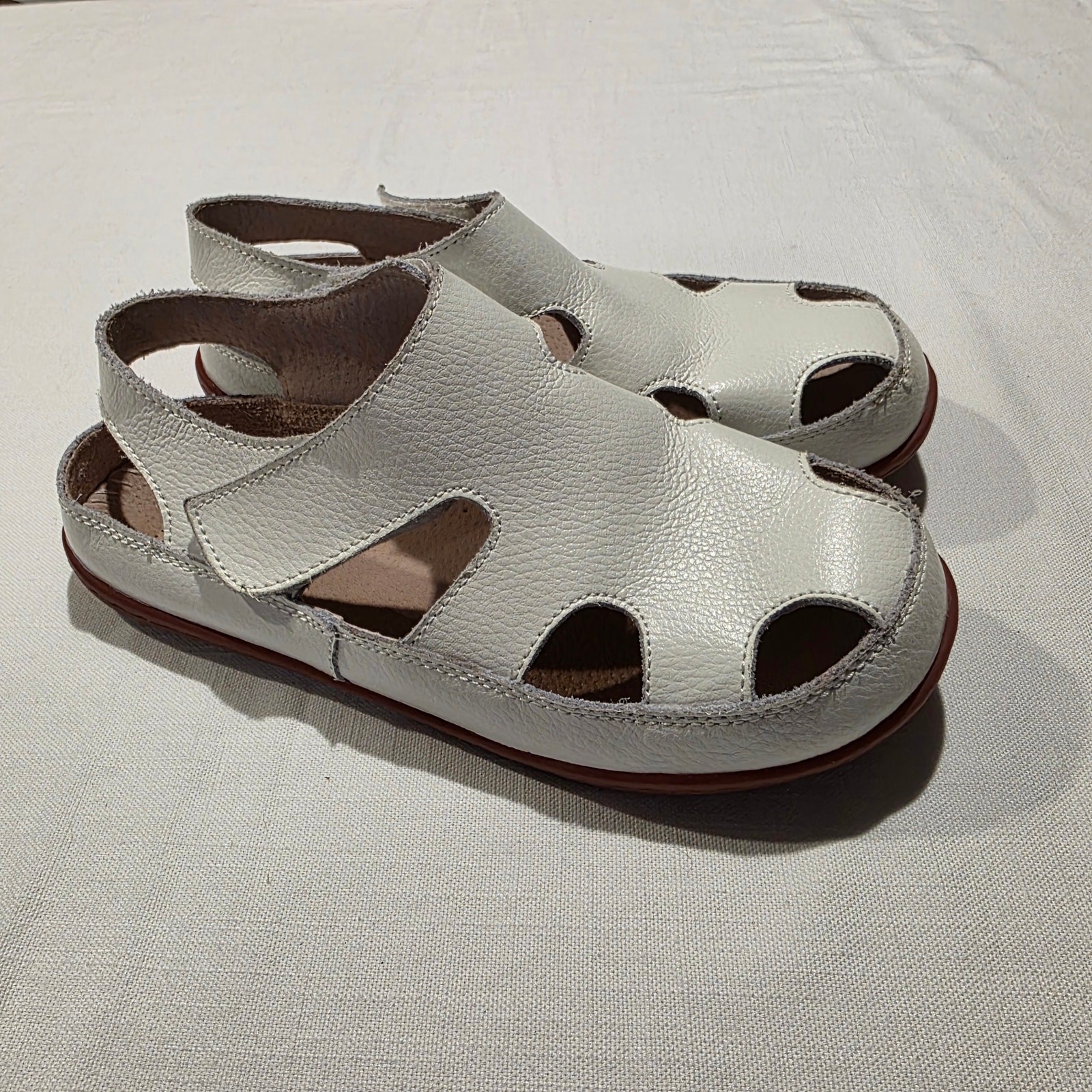Kids EU 36 US 4 Wicky White Fisherman Sandals Shoes Hook Loop Strap Easy