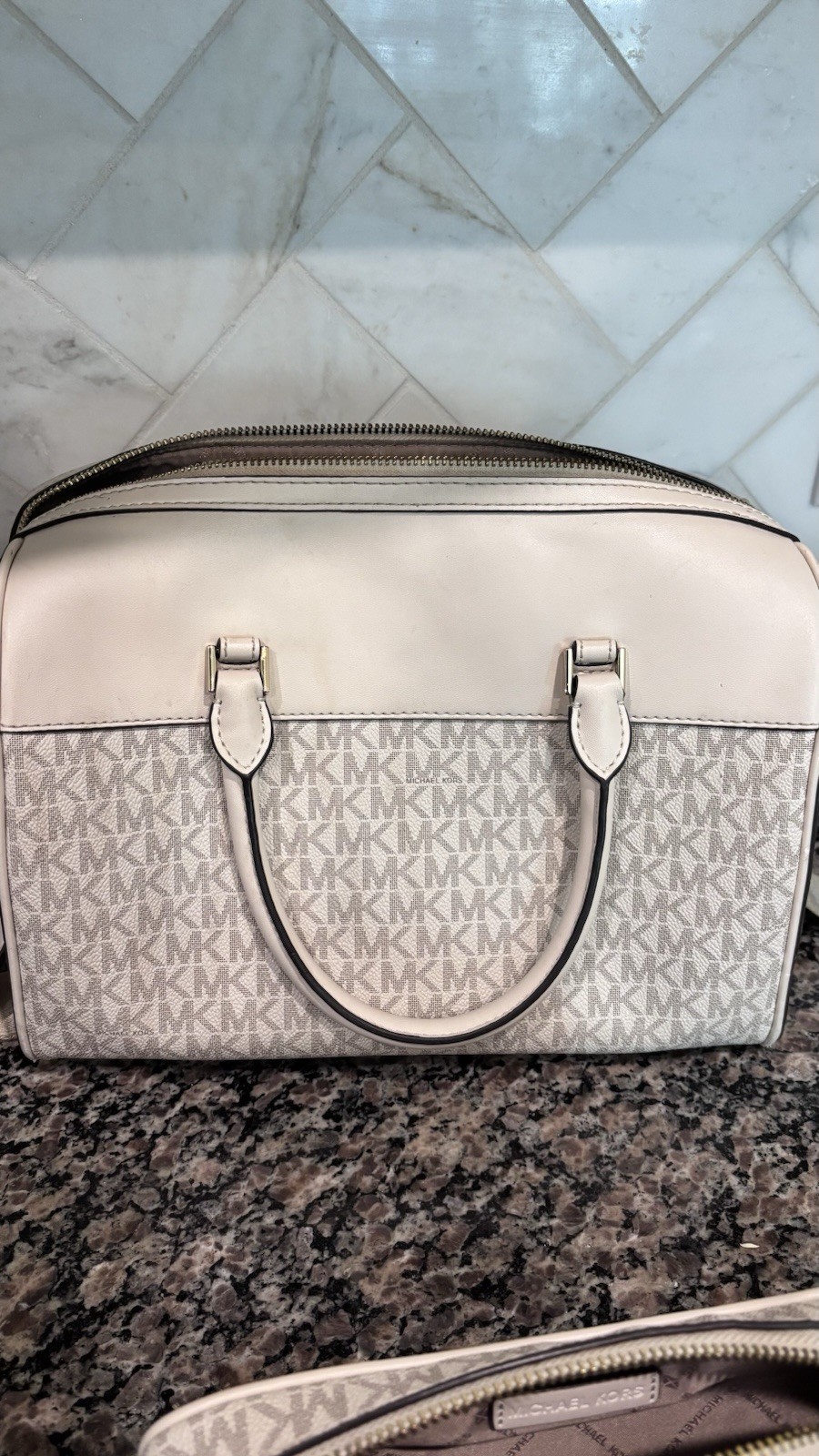 Michael Kors white purse set (authentic)