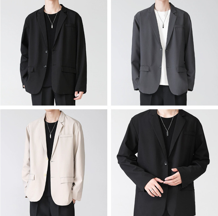 Men Slim Fit Casual Button Blazer Summer Thin Casual Suit Jacket Business Coats