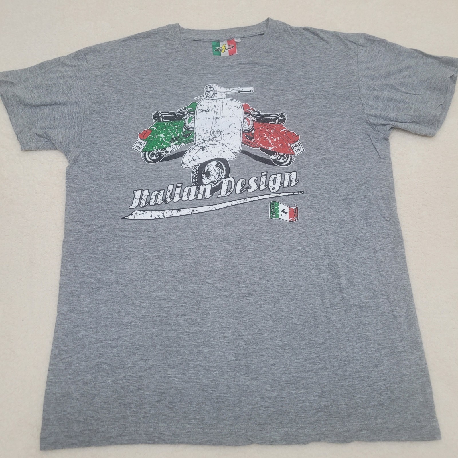 Italian Design Medium Vespa Scooter T-Shirt Zesus Firenze Stylized In Italy