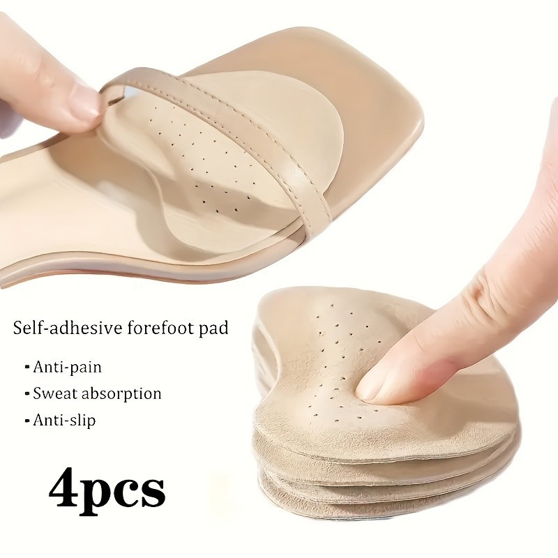 4Pcs Self-Adhesive Forefoot Pads, Non-Slip for Sandals & High Heels