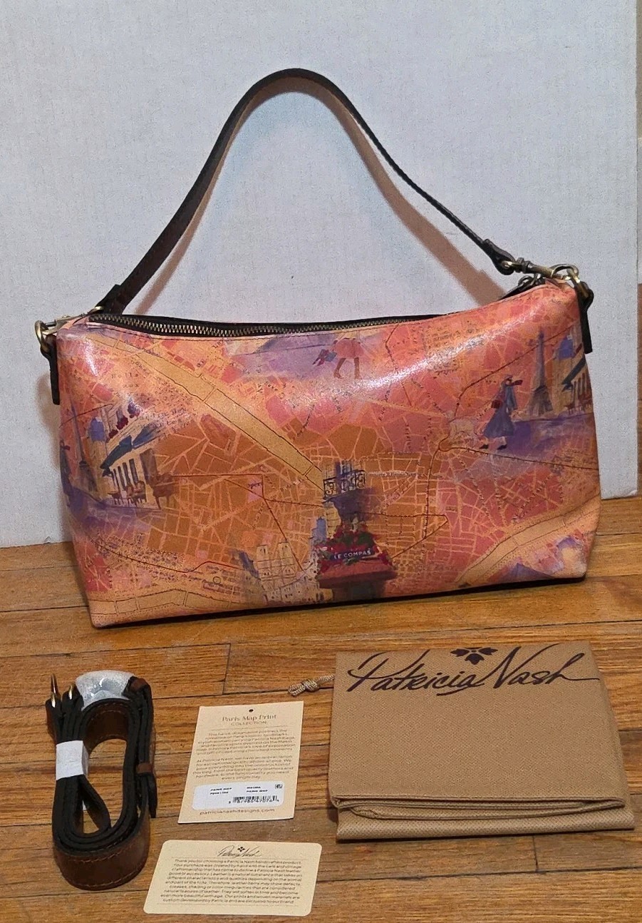 Patricia Nash Maura Crossbody in Leather or Suede With Dust Bag And Other Strap