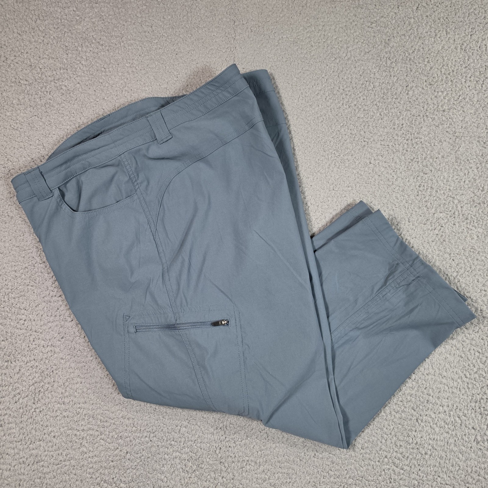 Eddie Bauer Tech Capri Cargo Pants Womens 16 Blue Nylon Stretch Hiking UPF 50+